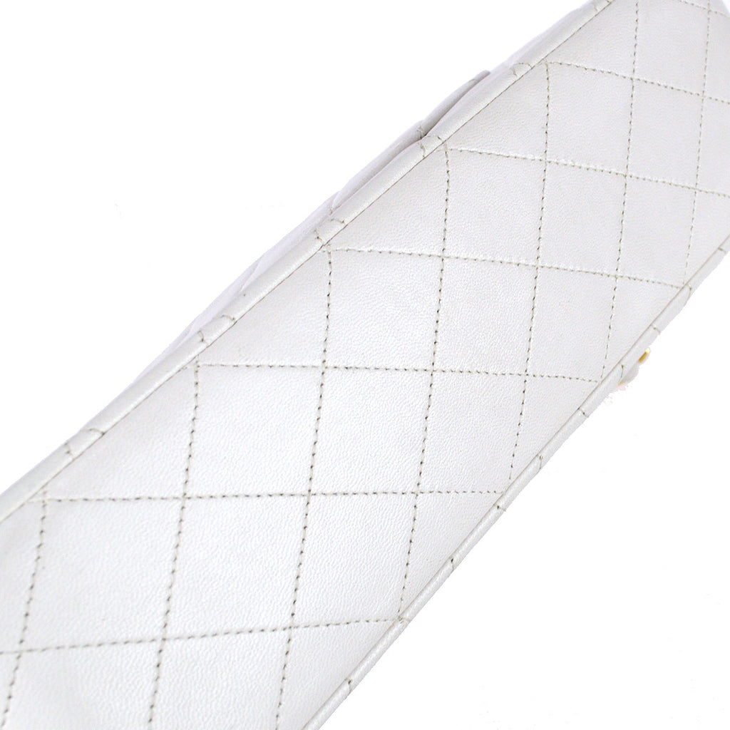 Chanel 1989-1991 White Lambskin Medium Classic Double Flap Bag
