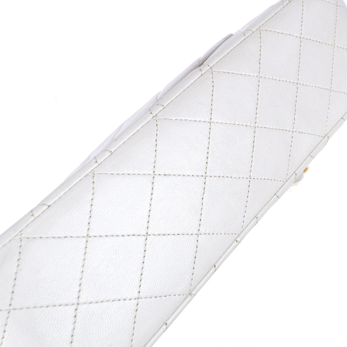 Chanel 1989-1991 White Lambskin Medium Classic Double Flap Bag