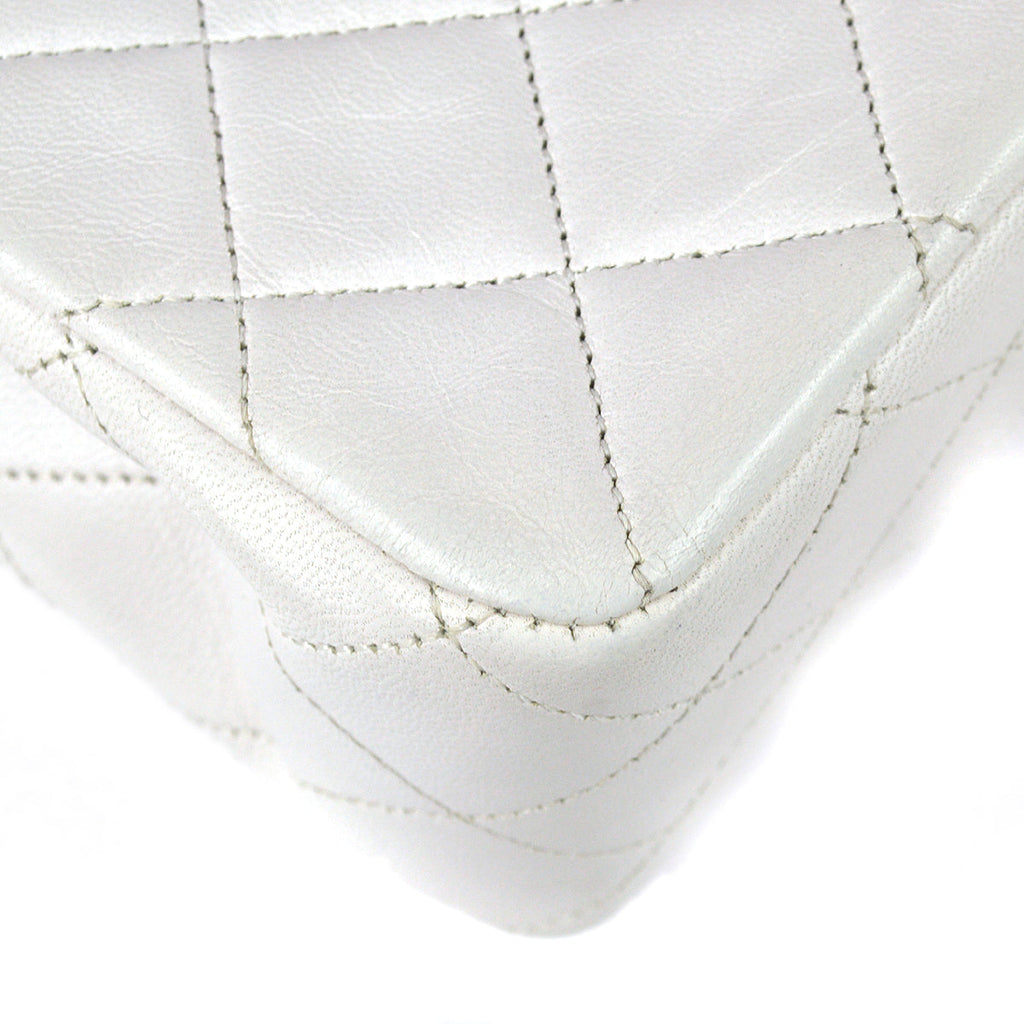 Chanel 1989-1991 White Lambskin Medium Classic Double Flap Bag