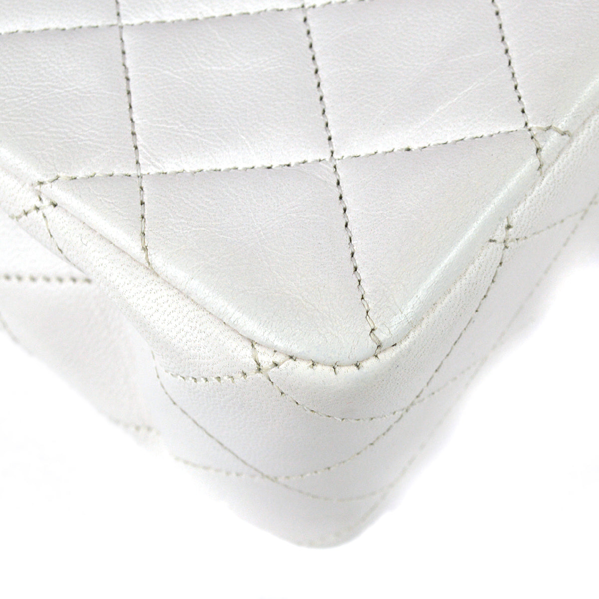 Chanel 1989-1991 White Lambskin Medium Classic Double Flap Bag