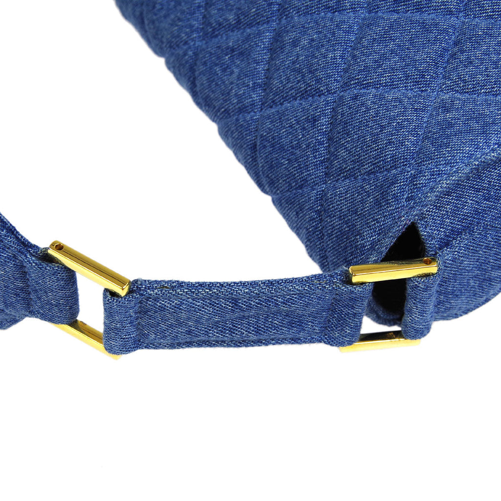 Chanel * Straight Flap Shoulder Bag Blue Denim