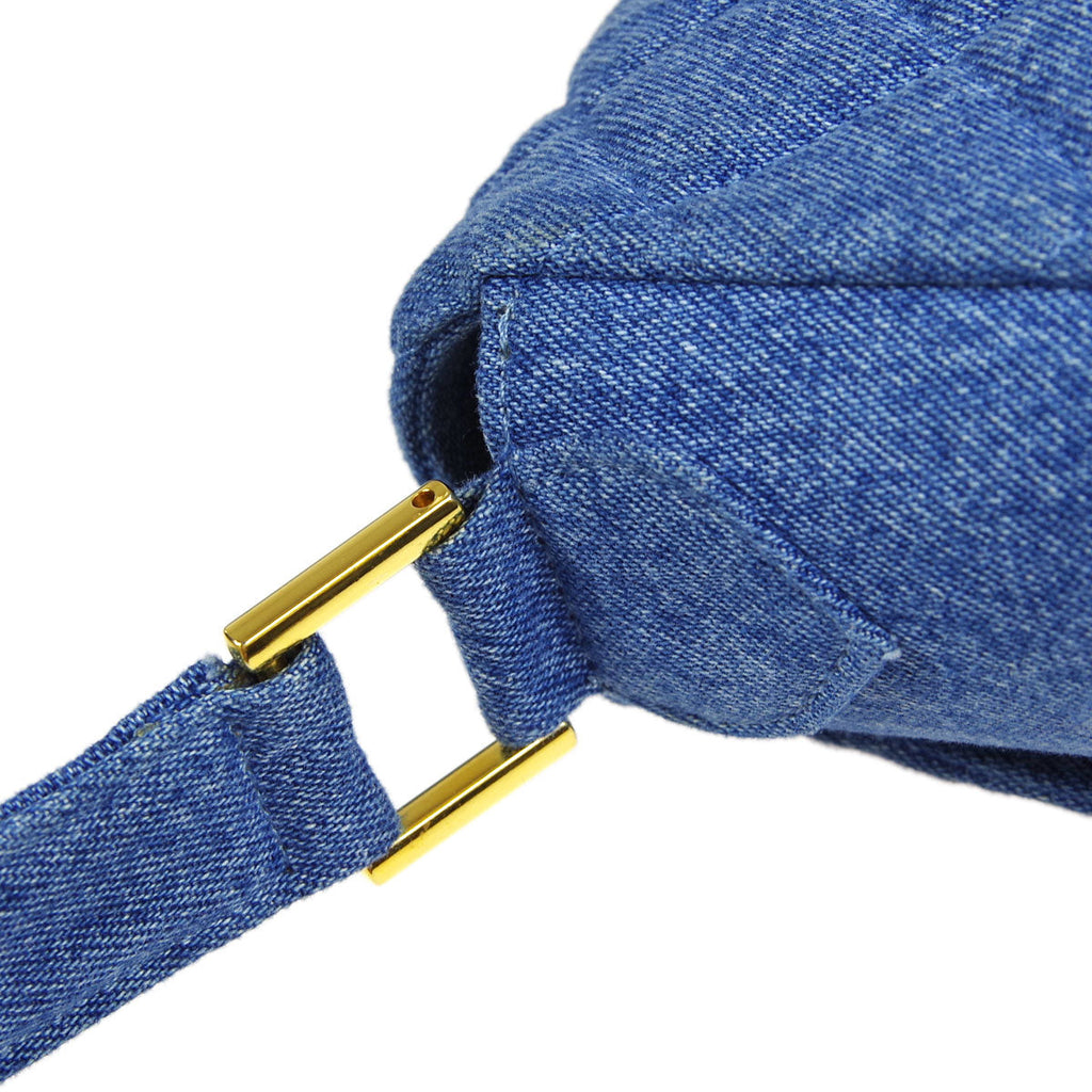 Chanel * Straight Flap Shoulder Bag Blue Denim