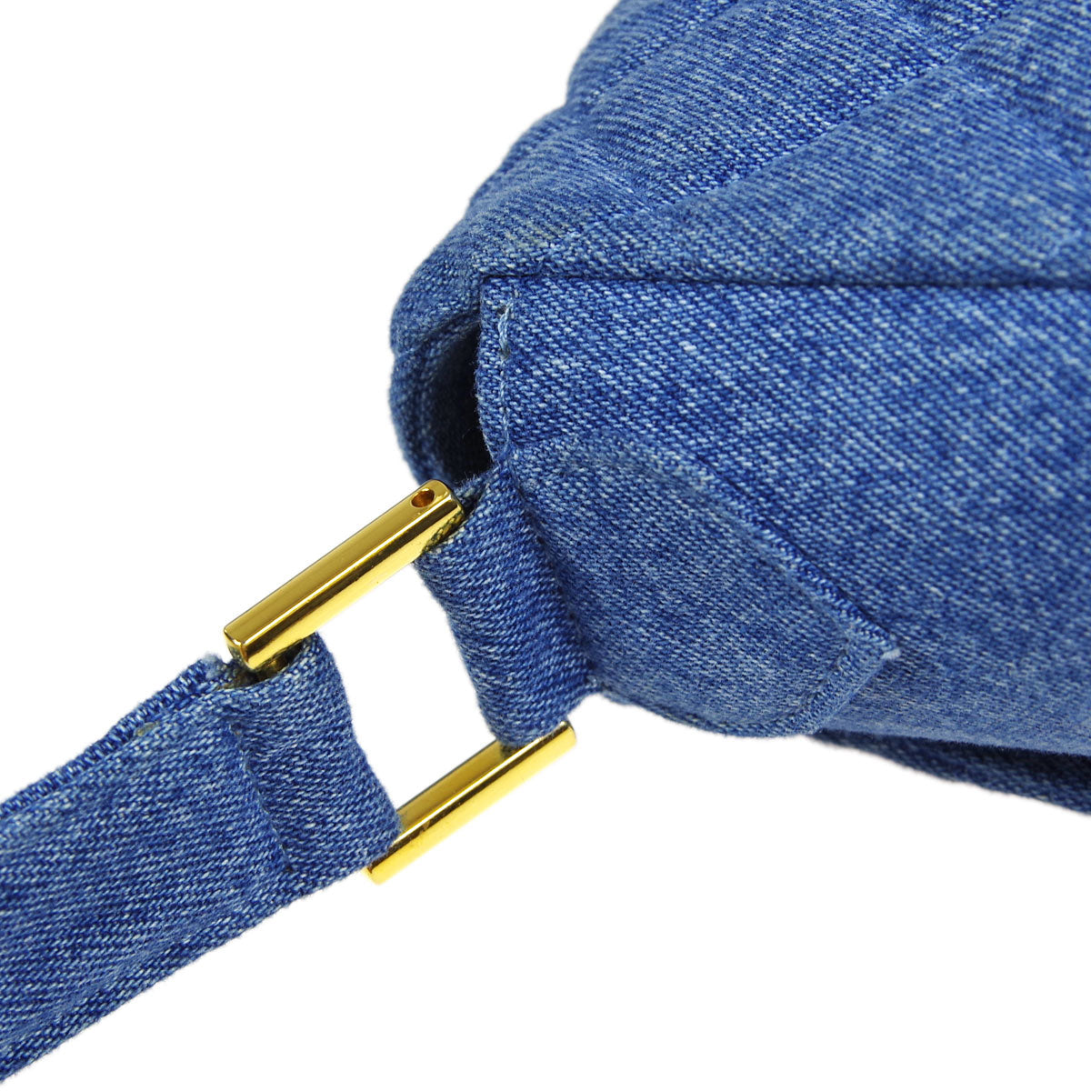 Chanel * Straight Flap Shoulder Bag Blue Denim