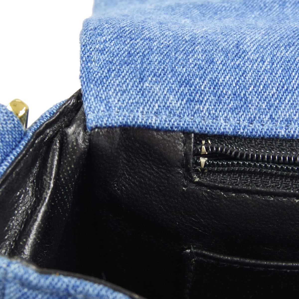 Chanel * Straight Flap Shoulder Bag Blue Denim