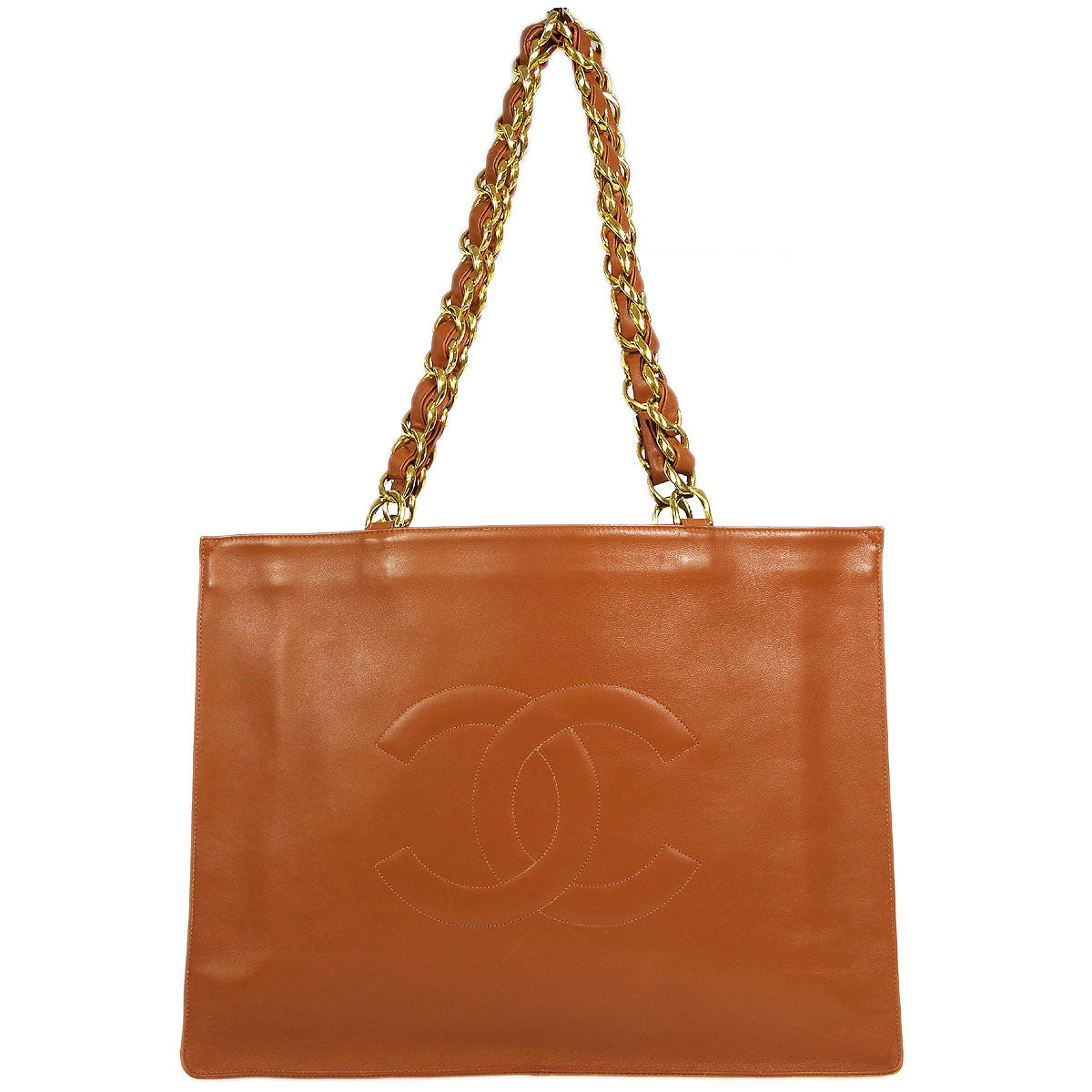 Chanel * Chain Shoulder Tote Bag Brown Lambskin