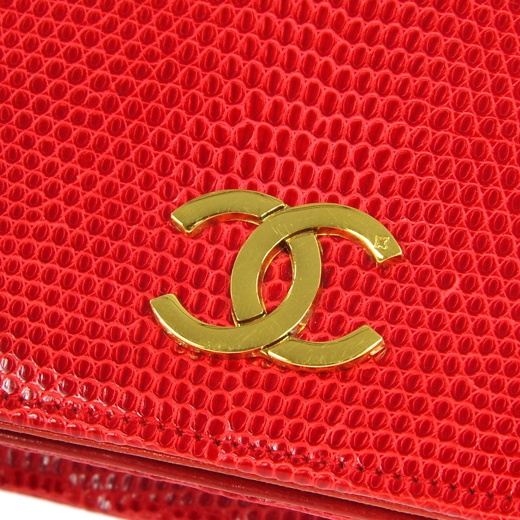 Chanel * Full Flap Chain Shoulder Bag Red Lizard