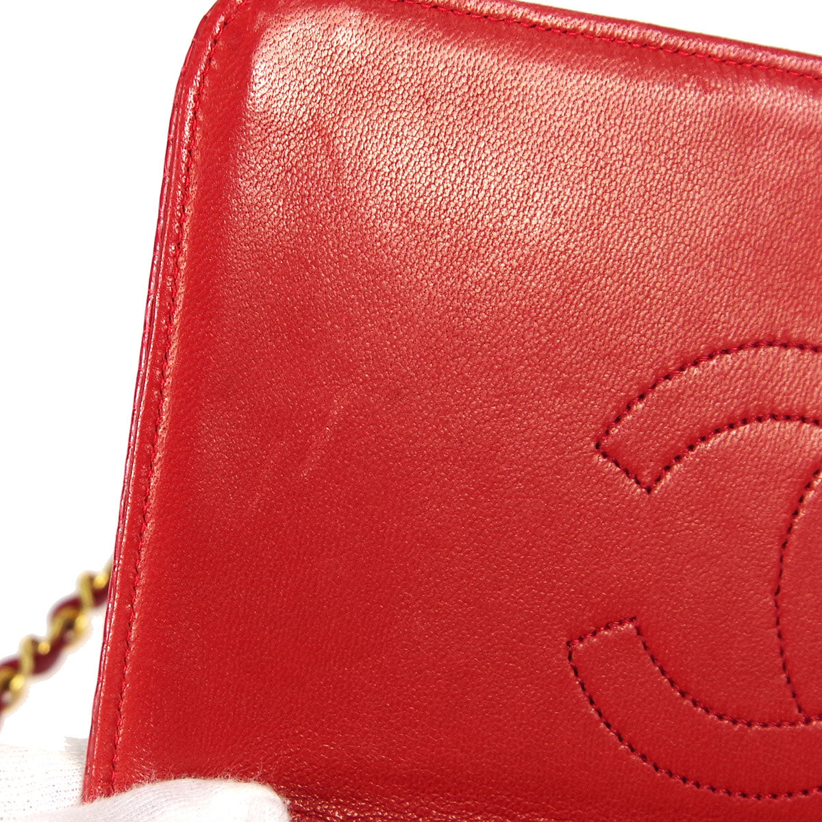 Chanel * Full Flap Chain Shoulder Bag Red Lizard