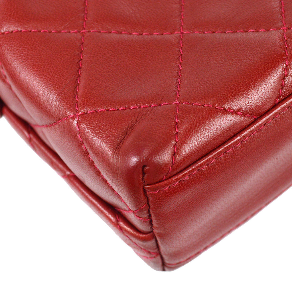 Chanel Full Flap Shoulder Bag Red Lambskin
