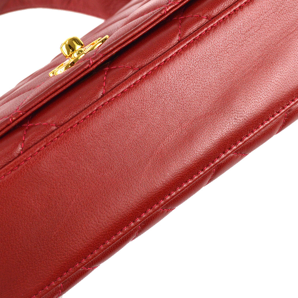 Chanel Full Flap Shoulder Bag Red Lambskin