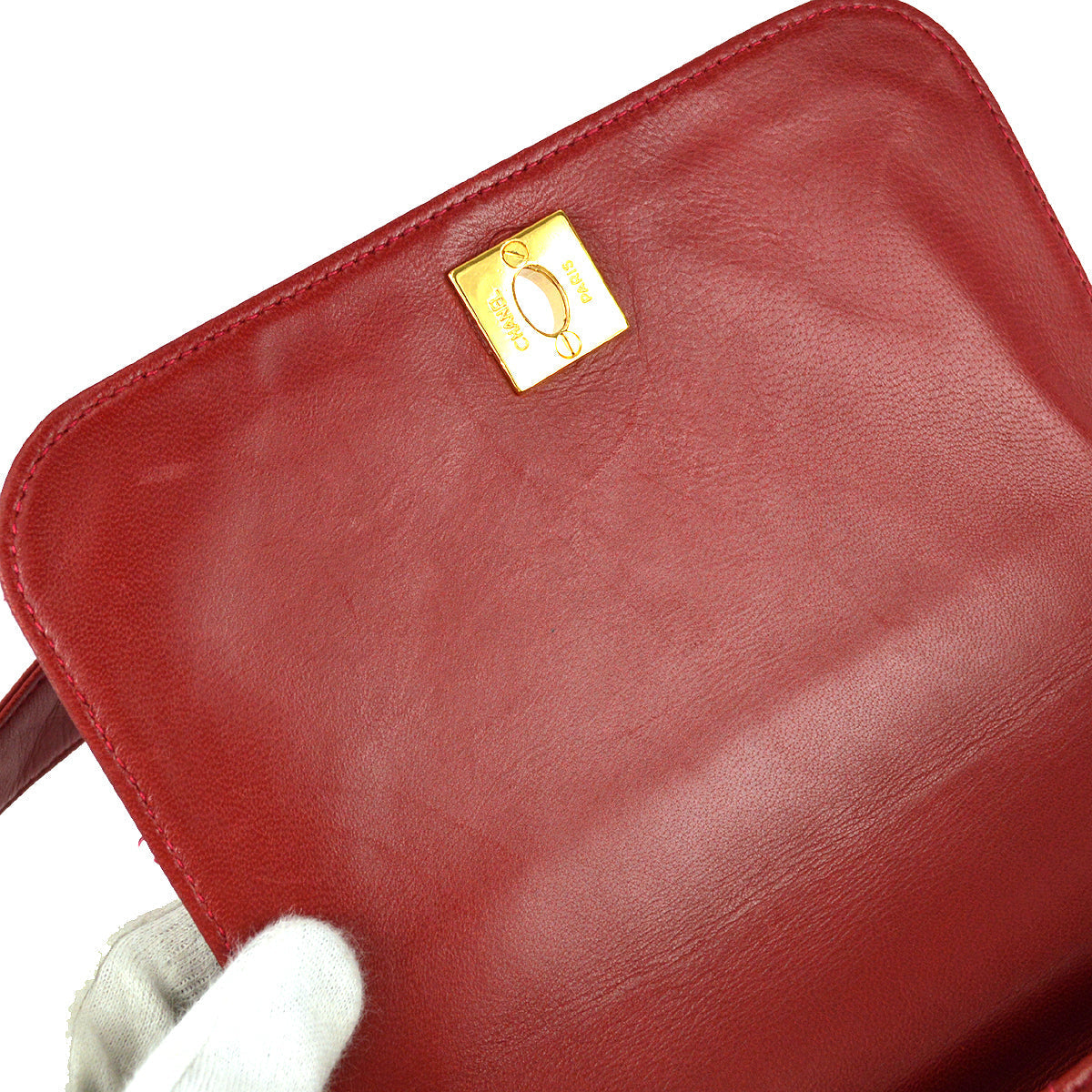 Chanel Full Flap Shoulder Bag Red Lambskin