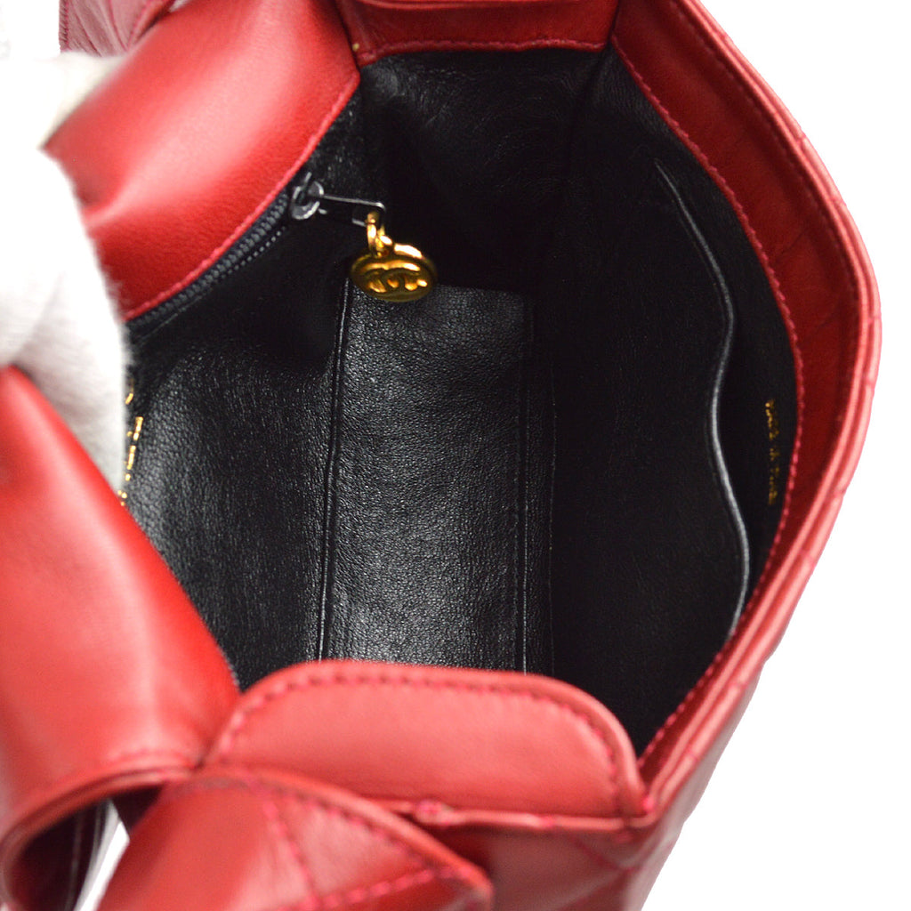 Chanel Full Flap Shoulder Bag Red Lambskin