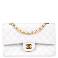 Chanel 1989-1991 White Lambskin Medium Classic Double Flap Bag