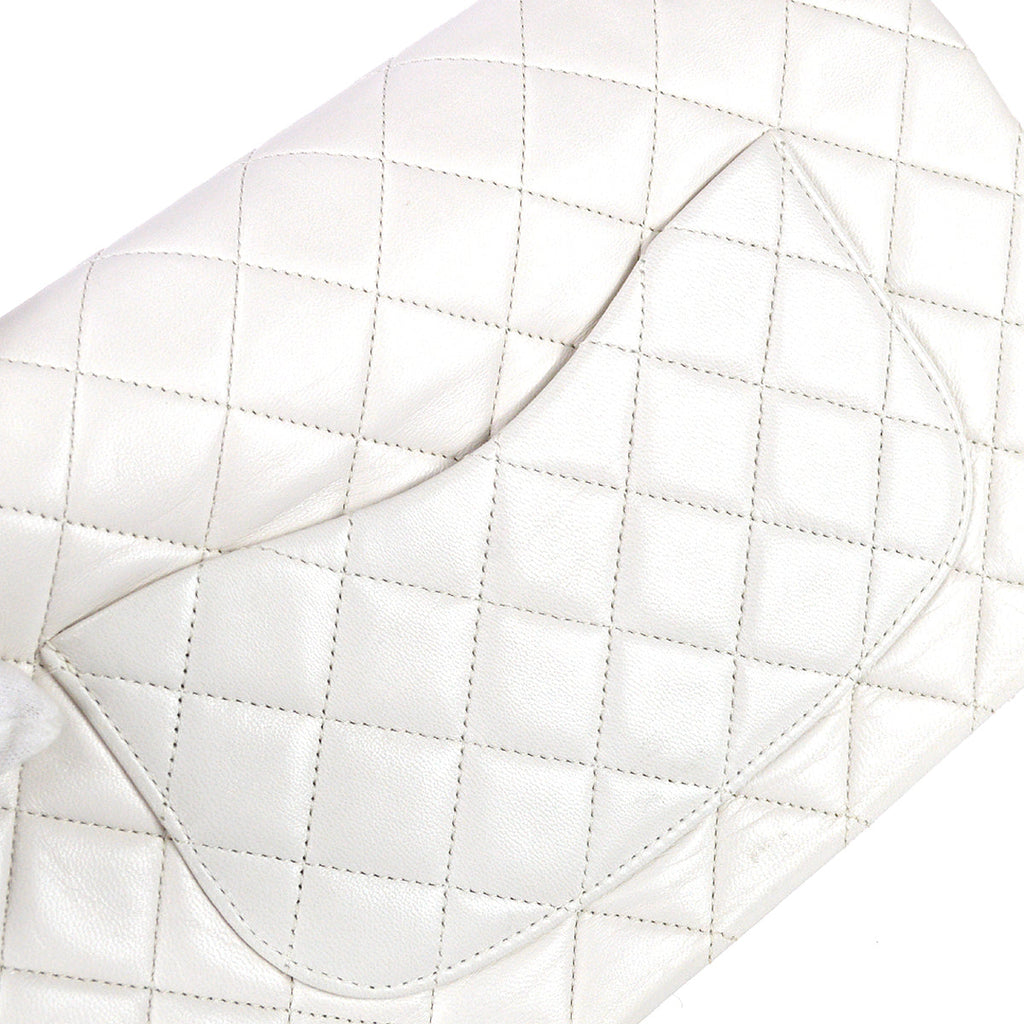 Chanel 1989-1991 White Lambskin Medium Classic Double Flap Bag