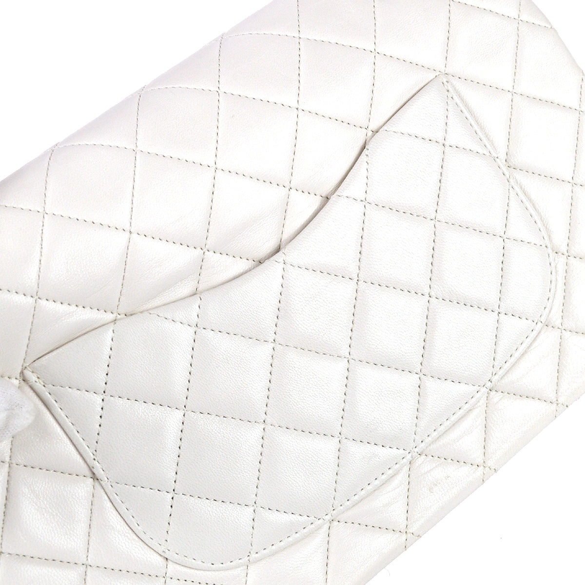 Chanel 1989-1991 White Lambskin Medium Classic Double Flap Bag