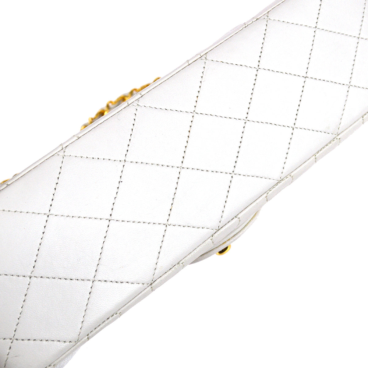 Chanel 1989-1991 White Lambskin Medium Classic Double Flap Bag