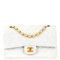 Chanel 1997-1999 White Lambskin Medium Classic Double Flap Bag