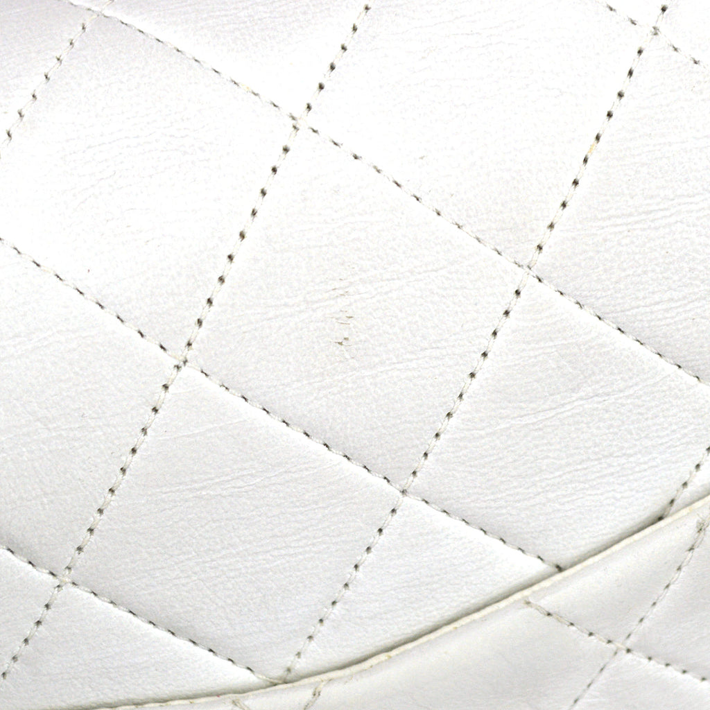 Chanel 1997-1999 White Lambskin Medium Classic Double Flap Bag