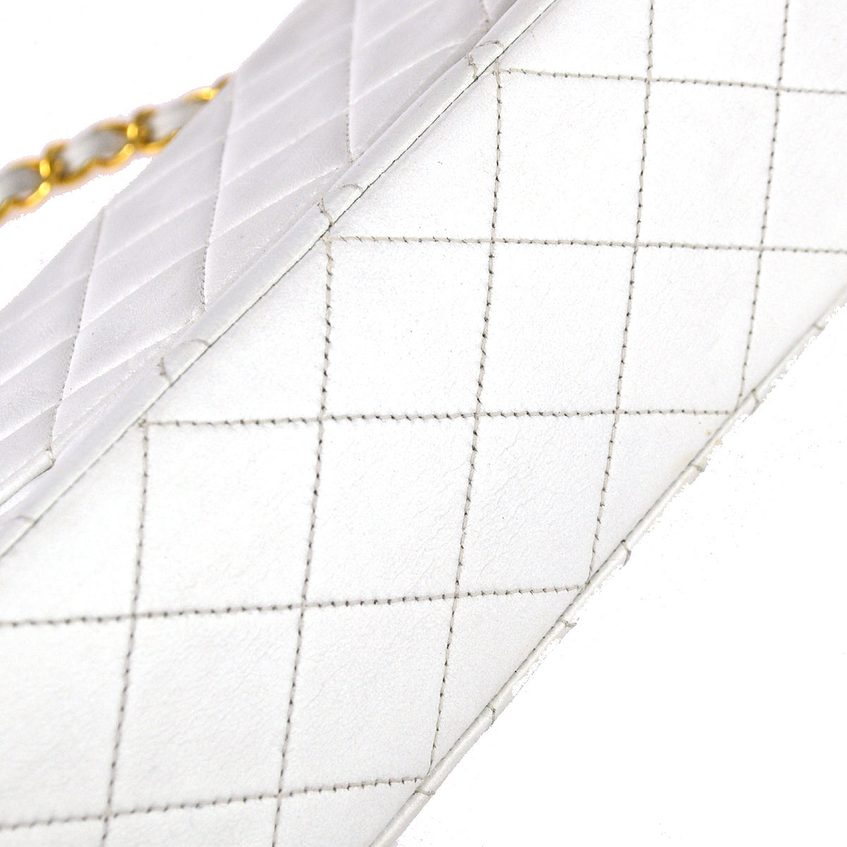 Chanel 1997-1999 White Lambskin Medium Classic Double Flap Bag