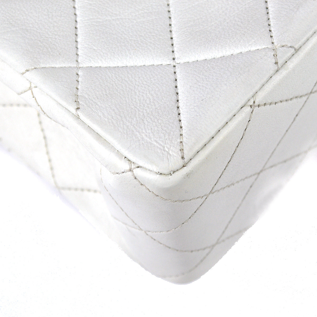 Chanel 1997-1999 White Lambskin Medium Classic Double Flap Bag