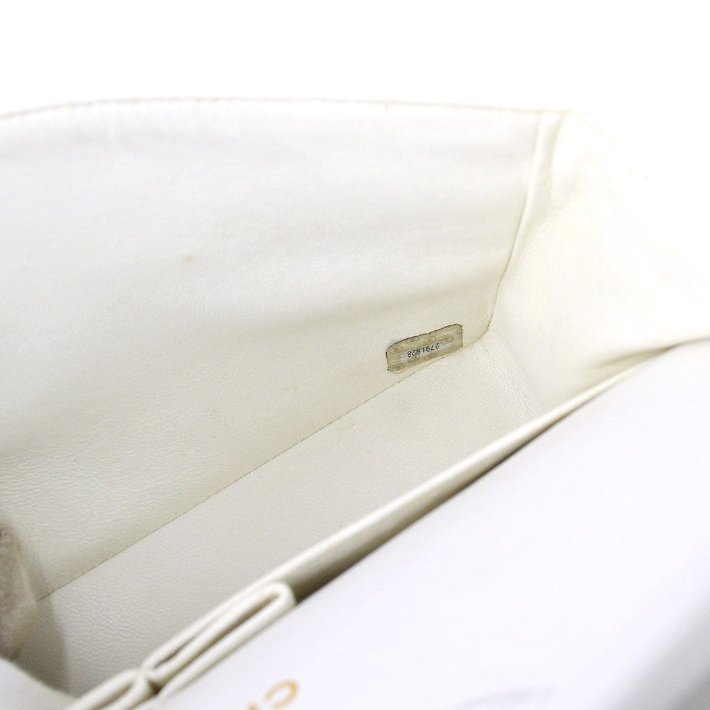 Chanel 1997-1999 White Lambskin Medium Classic Double Flap Bag