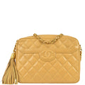 Chanel Chain Fringe Shoulder Bag Beige Caviar
