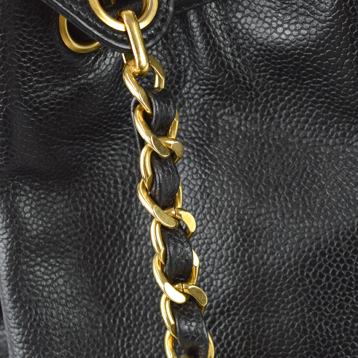 Chanel 1991-1994 Triple CC Bucket Shoulder Bag Black Caviar