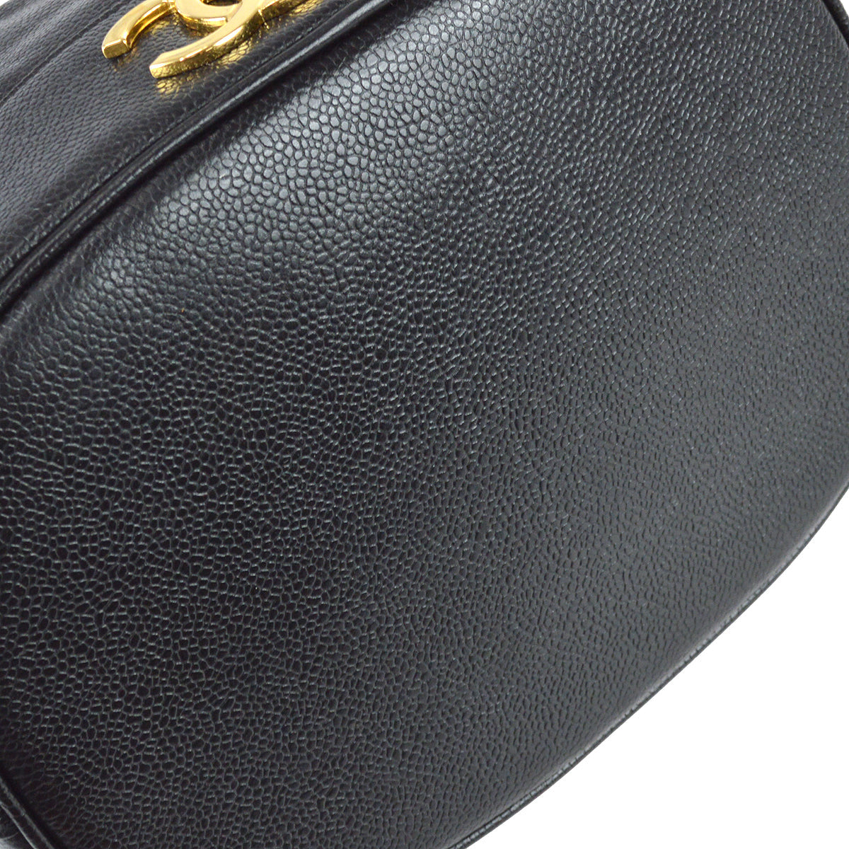 Chanel 1991-1994 Triple CC Bucket Shoulder Bag Black Caviar