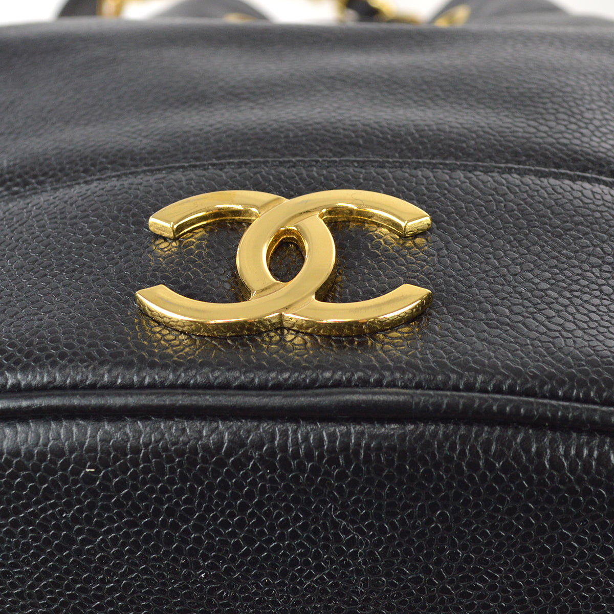 Chanel 1991-1994 Triple CC Bucket Shoulder Bag Black Caviar
