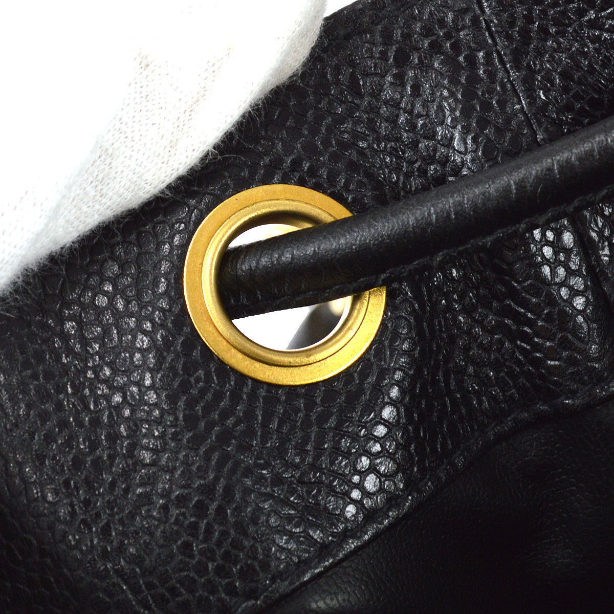 Chanel 1991-1994 Triple CC Bucket Shoulder Bag Black Caviar