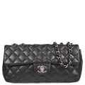 Chanel East West Chain Shoulder Bag Black Punched Lambskin