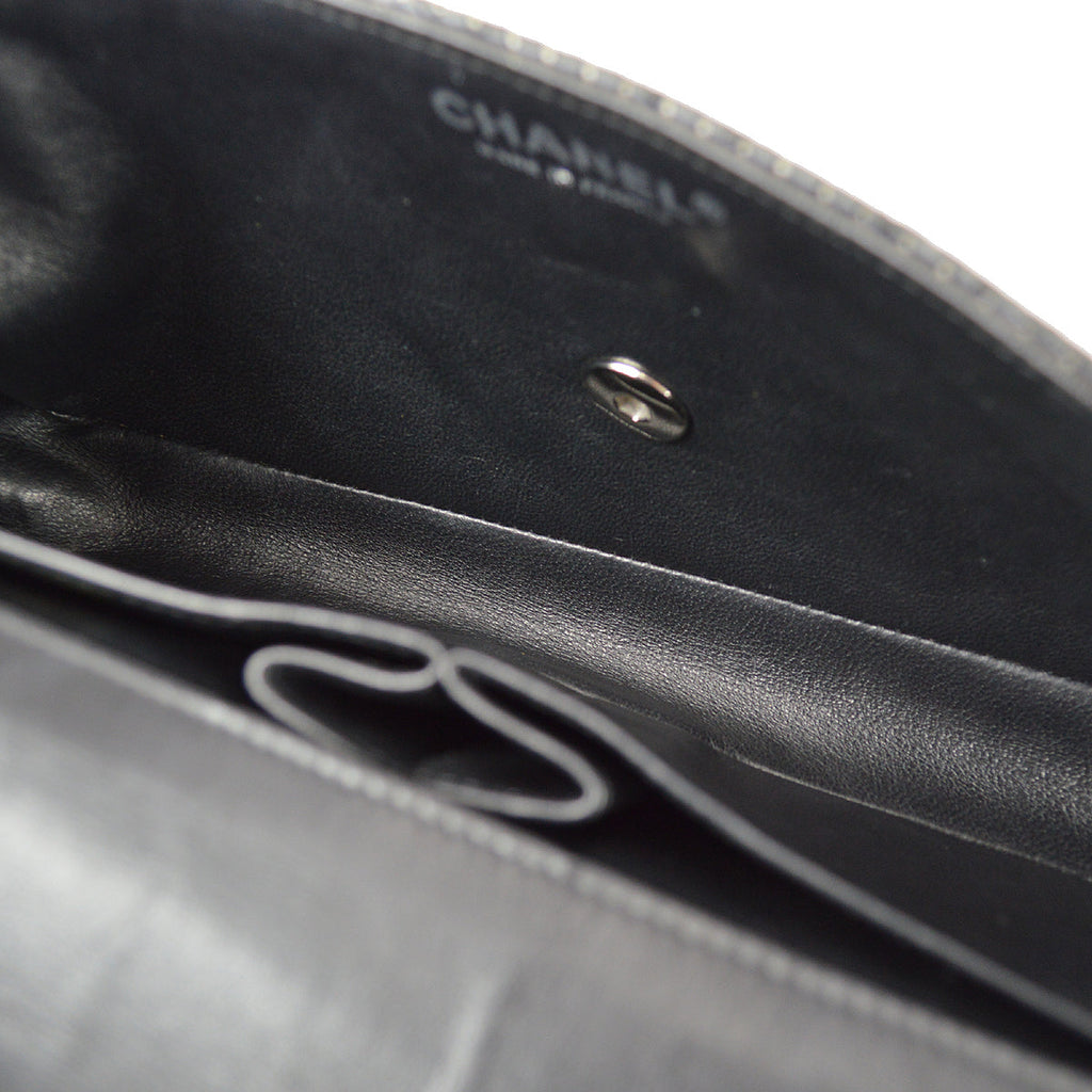 Chanel East West Chain Shoulder Bag Black Punched Lambskin
