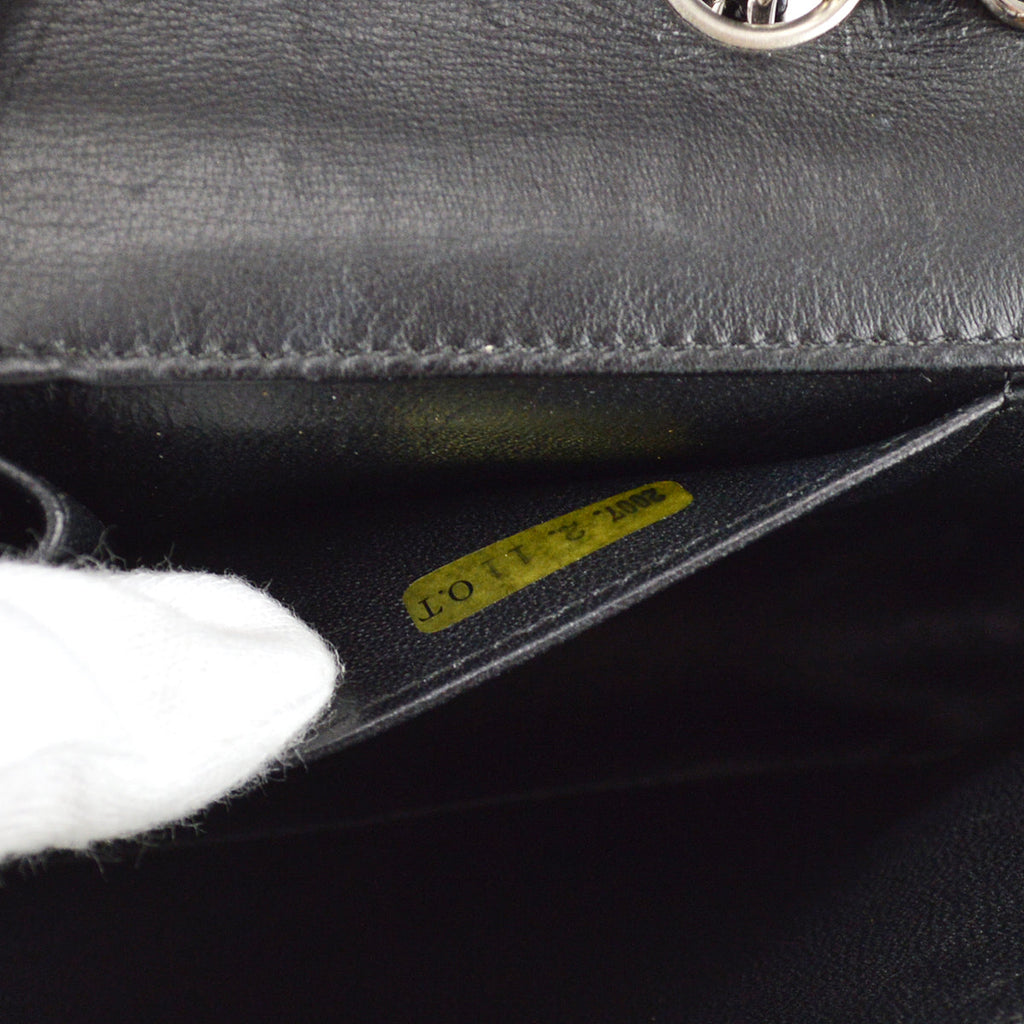 Chanel East West Chain Shoulder Bag Black Punched Lambskin