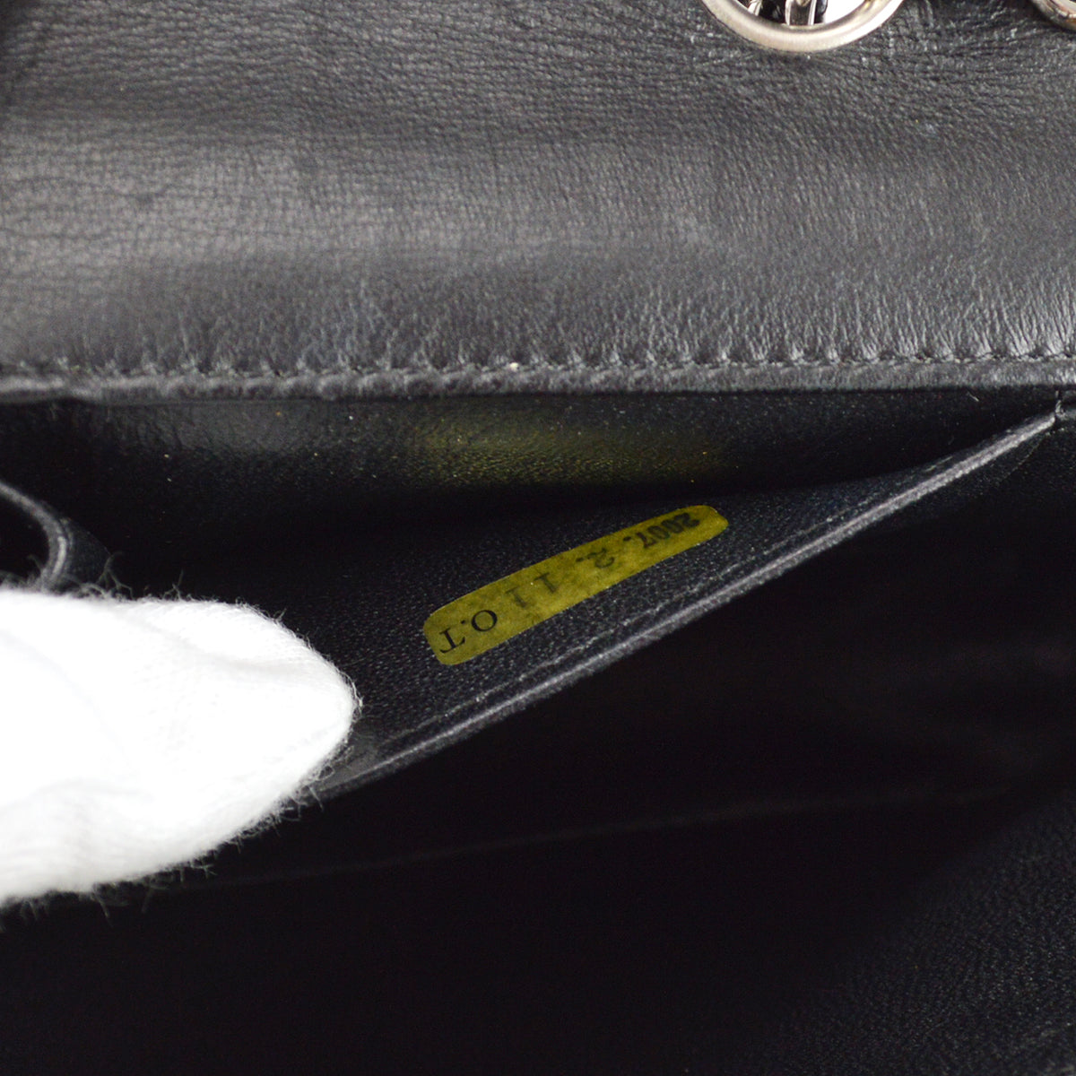 Chanel East West Chain Shoulder Bag Black Punched Lambskin