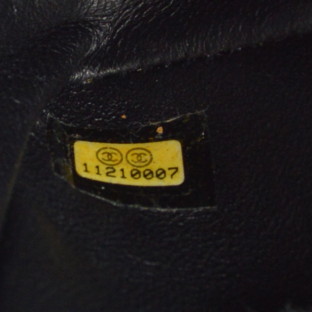 Chanel East West Chain Shoulder Bag Black Punched Lambskin