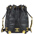 Chanel Triple CC Bucket Shoulder Bag Black Caviar