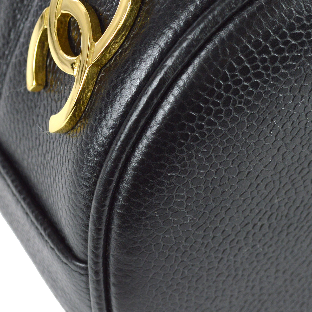 Chanel Triple CC Bucket Shoulder Bag Black Caviar