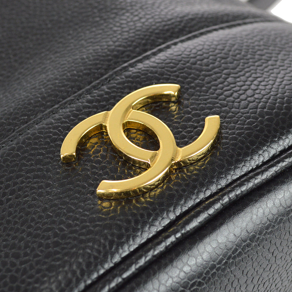 Chanel Triple CC Bucket Shoulder Bag Black Caviar