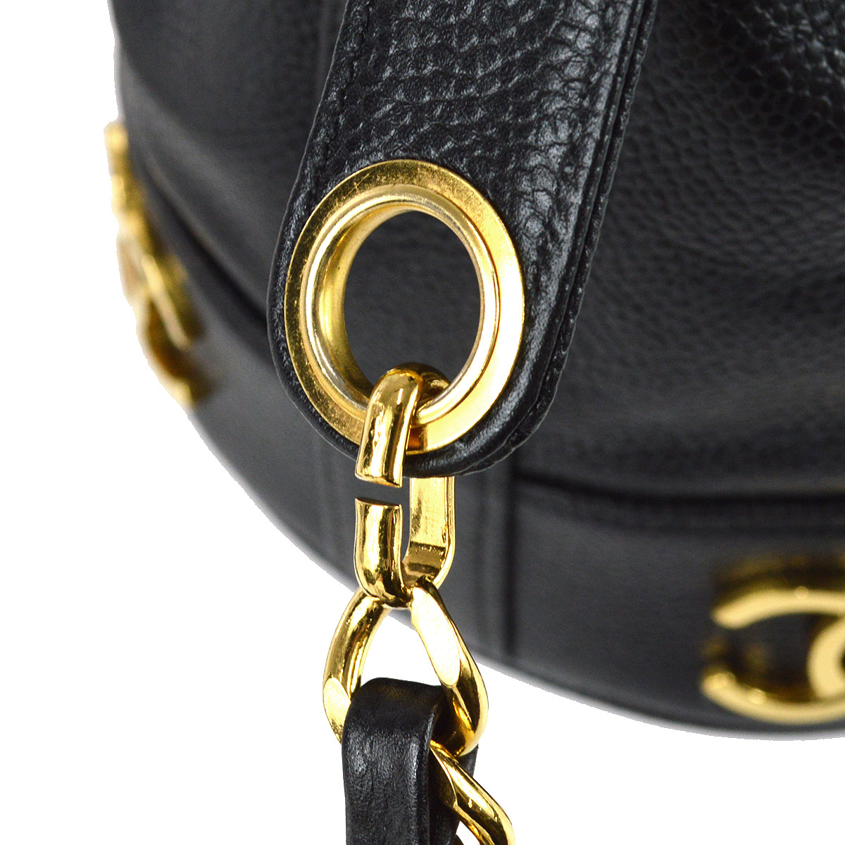 Chanel Triple CC Bucket Shoulder Bag Black Caviar