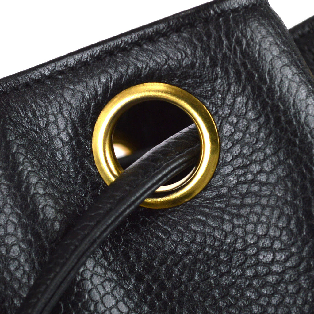 Chanel Triple CC Bucket Shoulder Bag Black Caviar