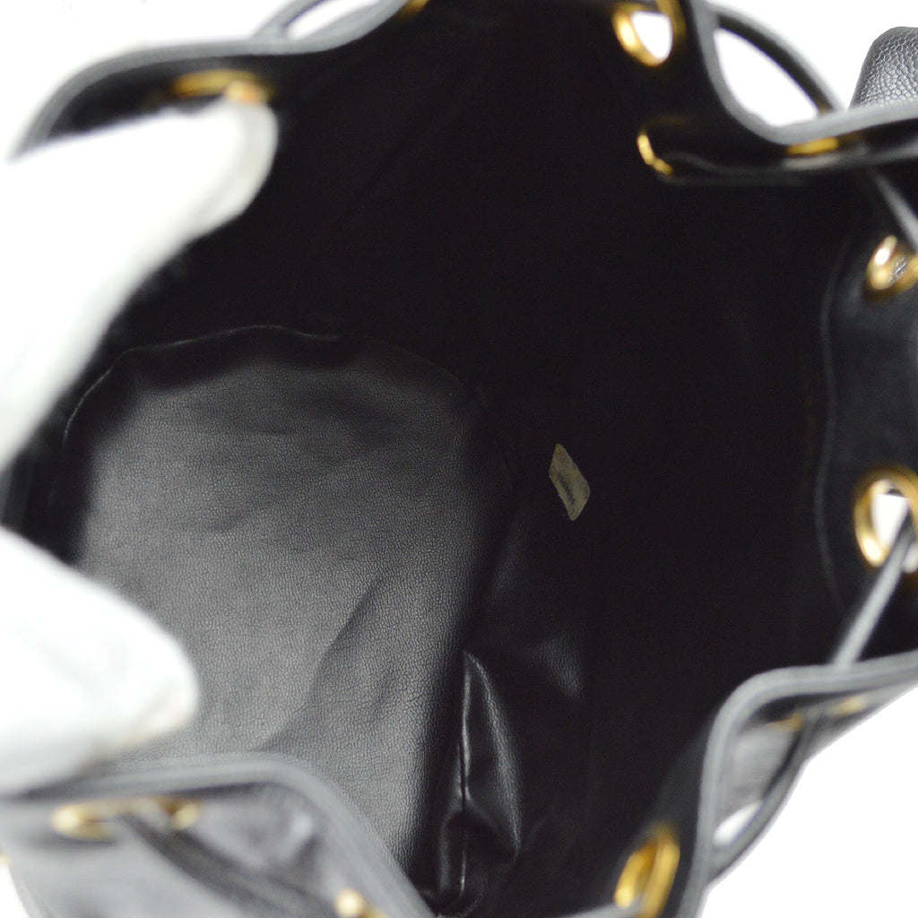 Chanel Triple CC Bucket Shoulder Bag Black Caviar