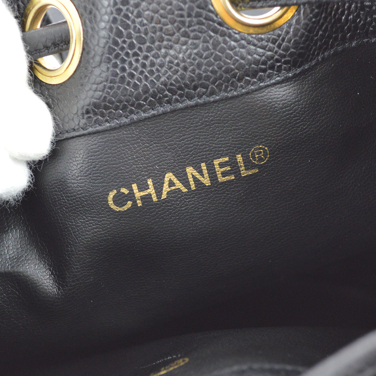 Chanel Triple CC Bucket Shoulder Bag Black Caviar