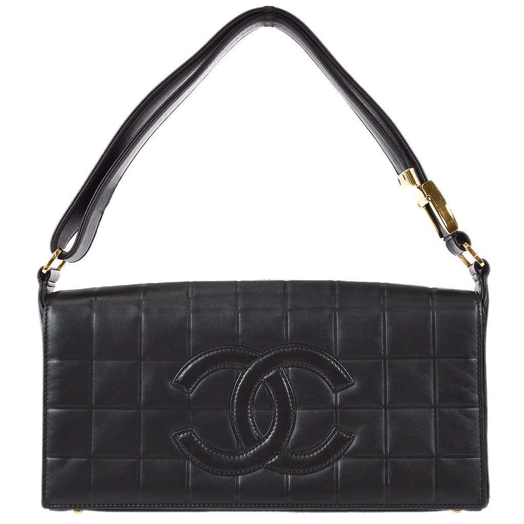 Chanel Choco Bar Shoulder Bag Black Lambskin
