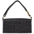 Chanel Choco Bar Shoulder Bag Black Lambskin