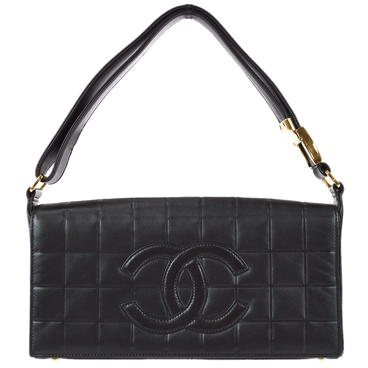 Chanel Choco Bar Shoulder Bag Black Lambskin