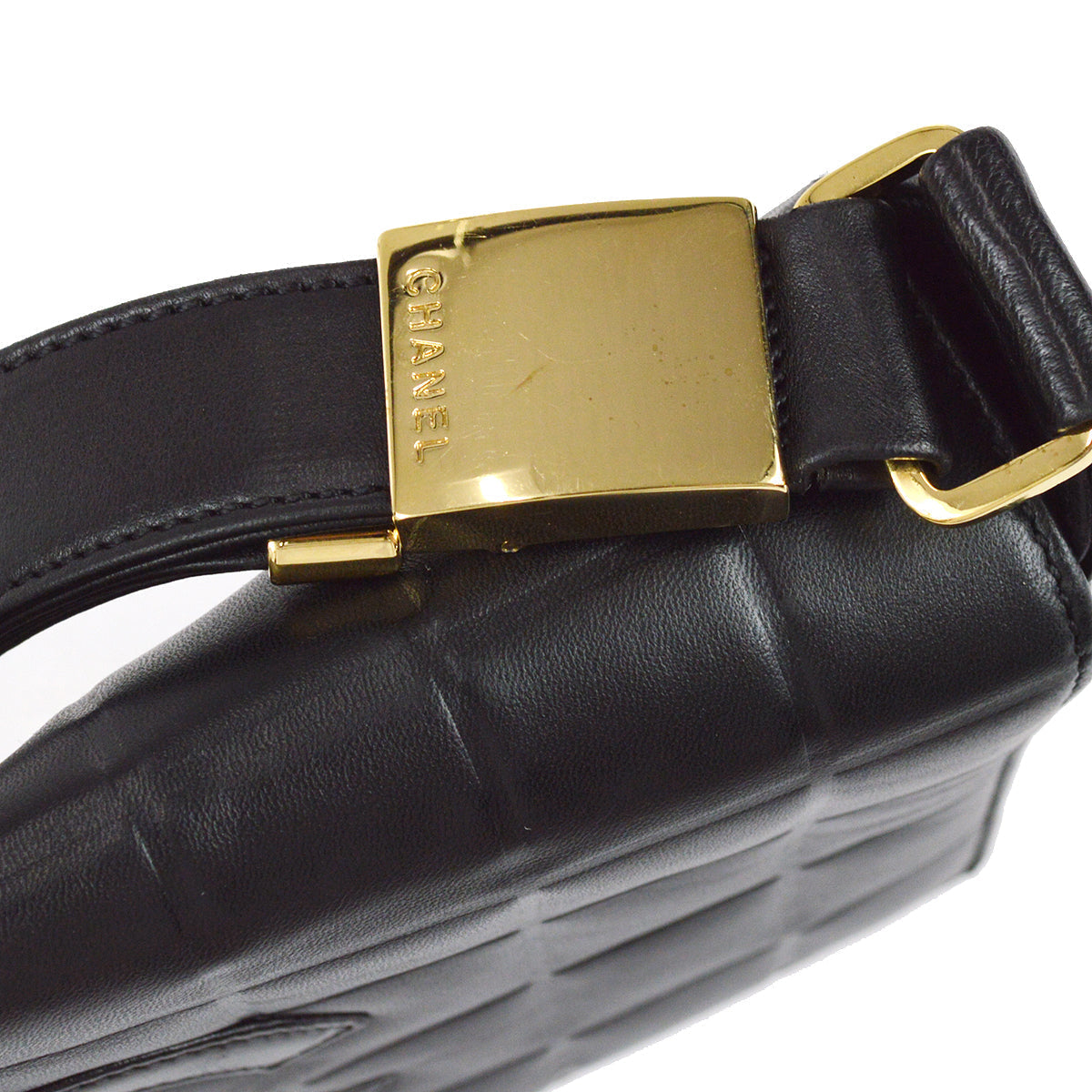 Chanel Choco Bar Shoulder Bag Black Lambskin