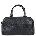 Chanel 2000-2001 Black Caviar Logo Bowling Bag 27