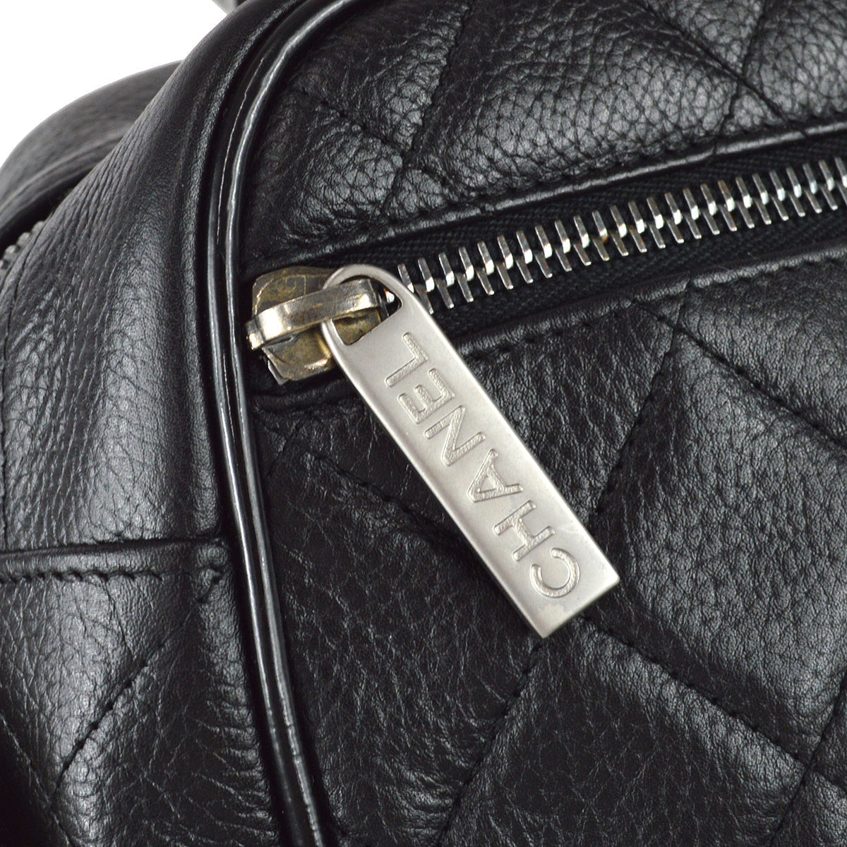 Chanel 2000-2001 Black Caviar Logo Bowling Bag 27