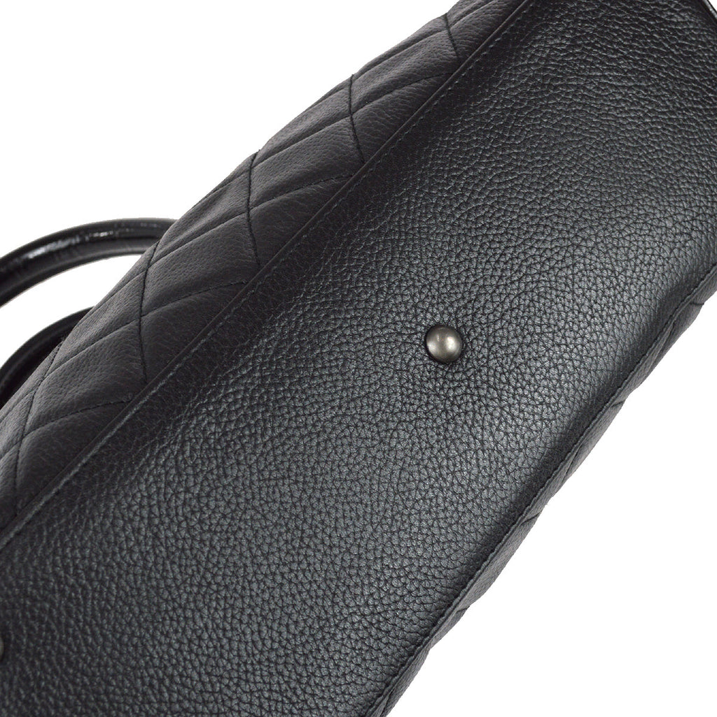 Chanel 2000-2001 Black Caviar Logo Bowling Bag 27