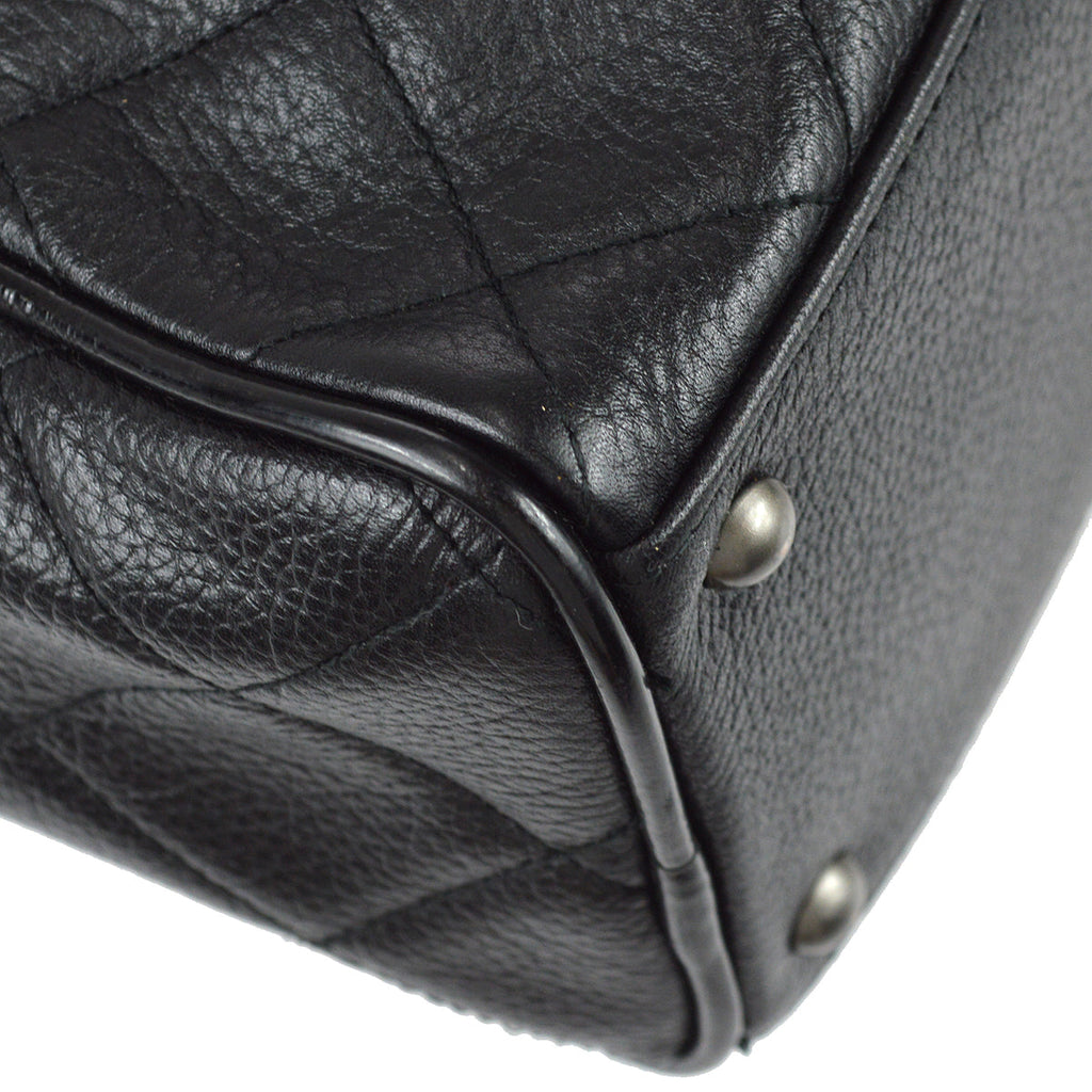 Chanel 2000-2001 Black Caviar Logo Bowling Bag 27