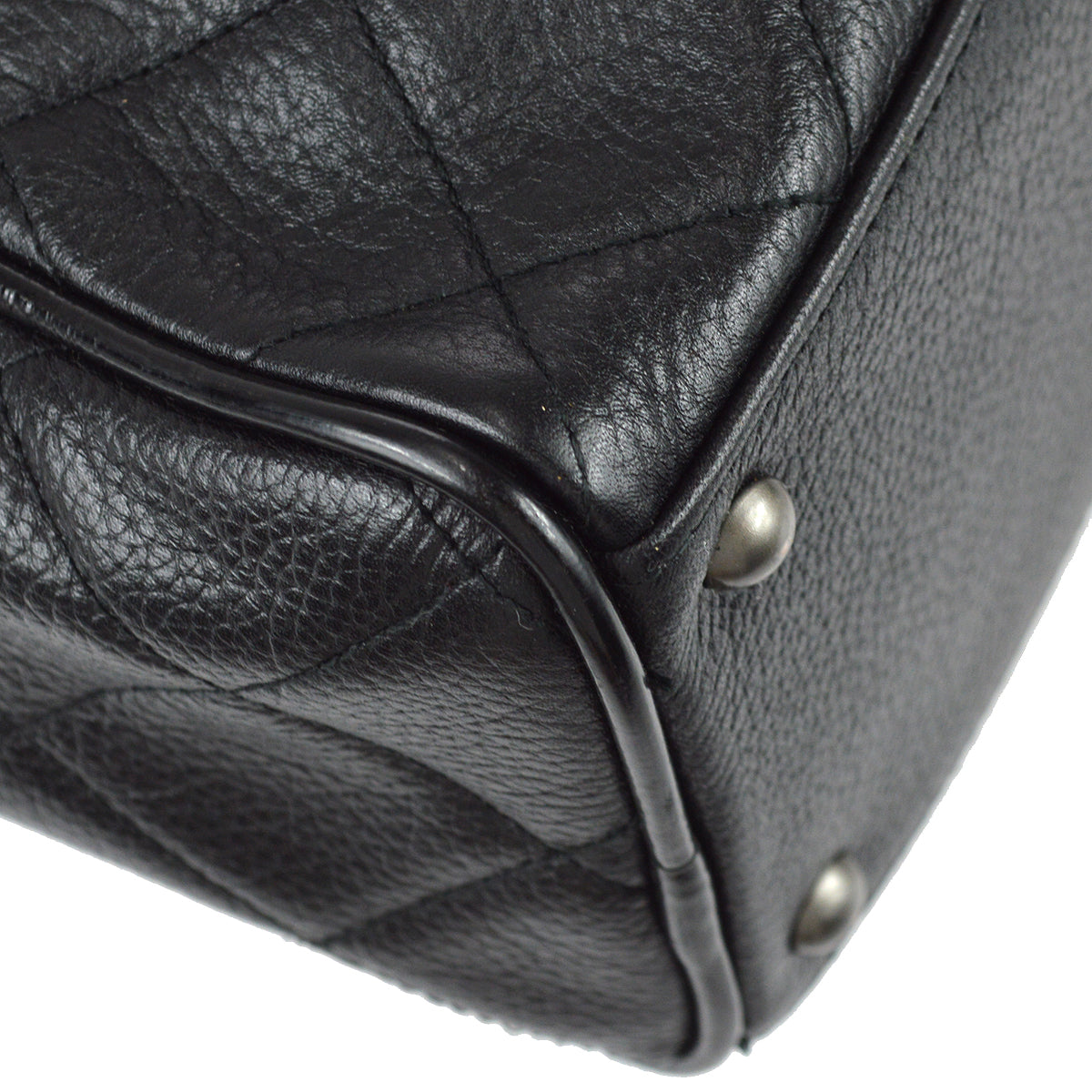 Chanel 2000-2001 Black Caviar Logo Bowling Bag 27